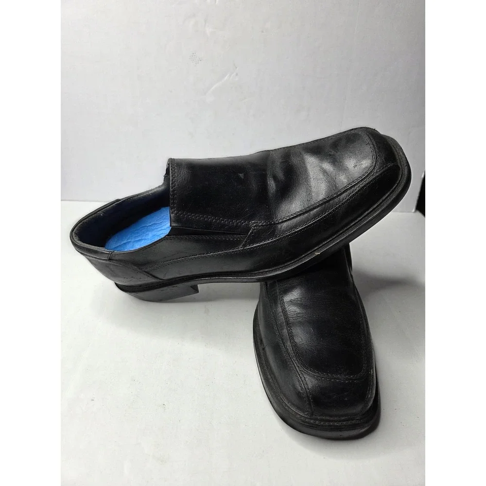 Dockers Mens Black Leather Square Toe Slip On Dress Shoes Loafers 5414‎